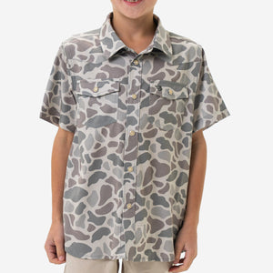 Youth Performance Western Shirt - Classic Deer Camo