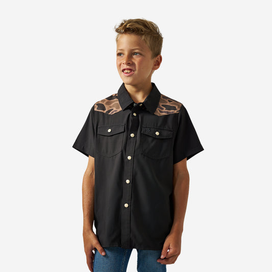 Youth Performance Western Shirt - Deer SZN - Black & Gauge Camo