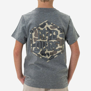 Youth Short Sleeve Tee - Rad Dude Deer Camo - Dark Heather Grey