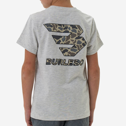 Youth Short Sleeve Tee - Flying B Logo - Heather Ash Grey