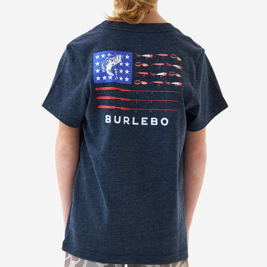 Youth Short Sleeve Tee - Fishing USA - Heather Navy