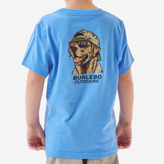 Youth Short Sleeve Tee - Mallard Camo Dog - Periwinkle Blue