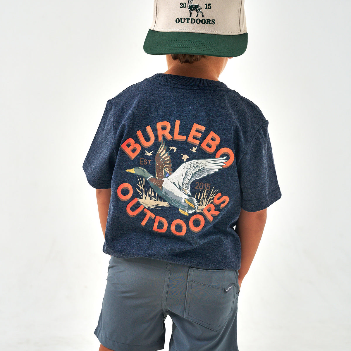 Youth - Short Sleeve Tee - Old School Duck Hunt - Heather Navy