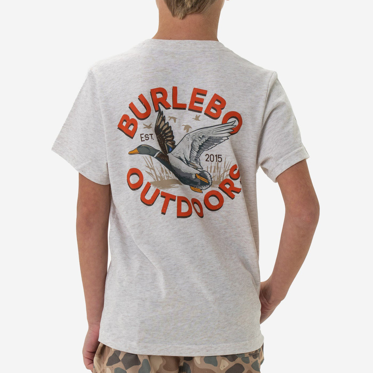 Youth Short Sleeve Tee - Old School Duck Hunt - Heather Oatmeal
