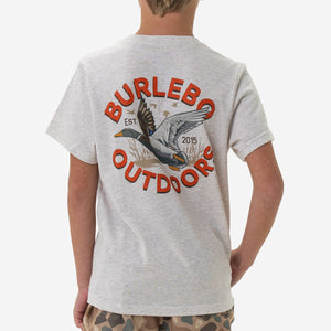 Youth Short Sleeve Tee - Old School Duck Hunt - Heather Oatmeal