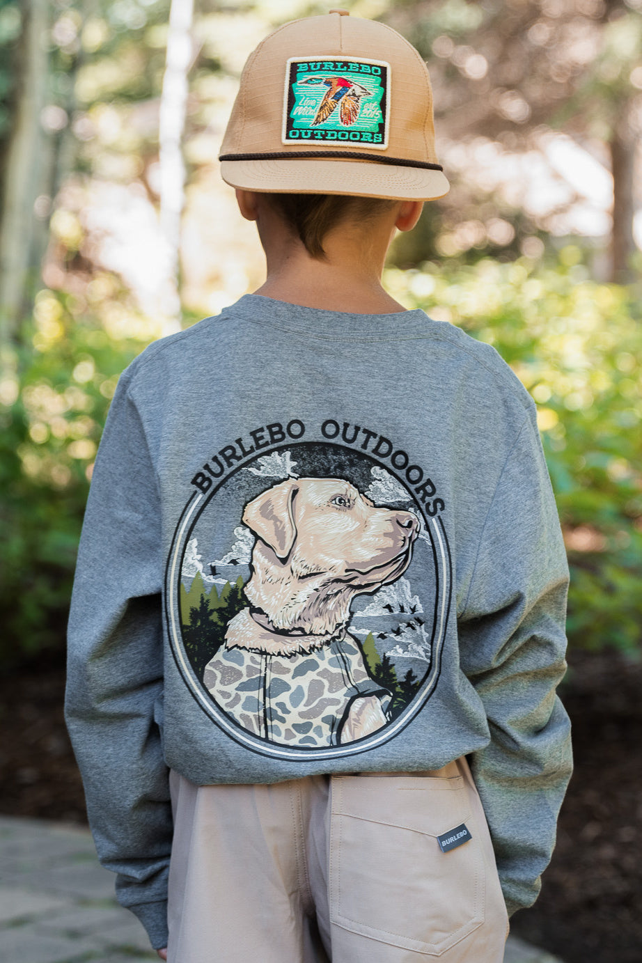 Youth - LS - Camo Hunting Dog - Dark Heather Grey