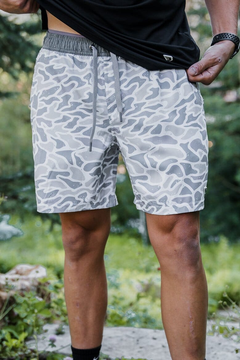 Athletic Short - White Camo - Grey Liner - BURLEBO