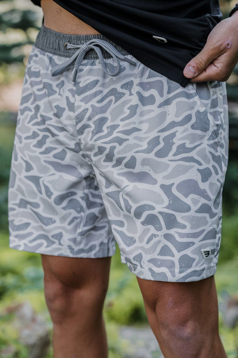 Athletic Short - White Camo - Grey Liner - BURLEBO