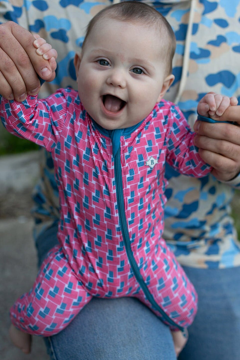 Baby Zip Up - American Flag Print - BURLEBO