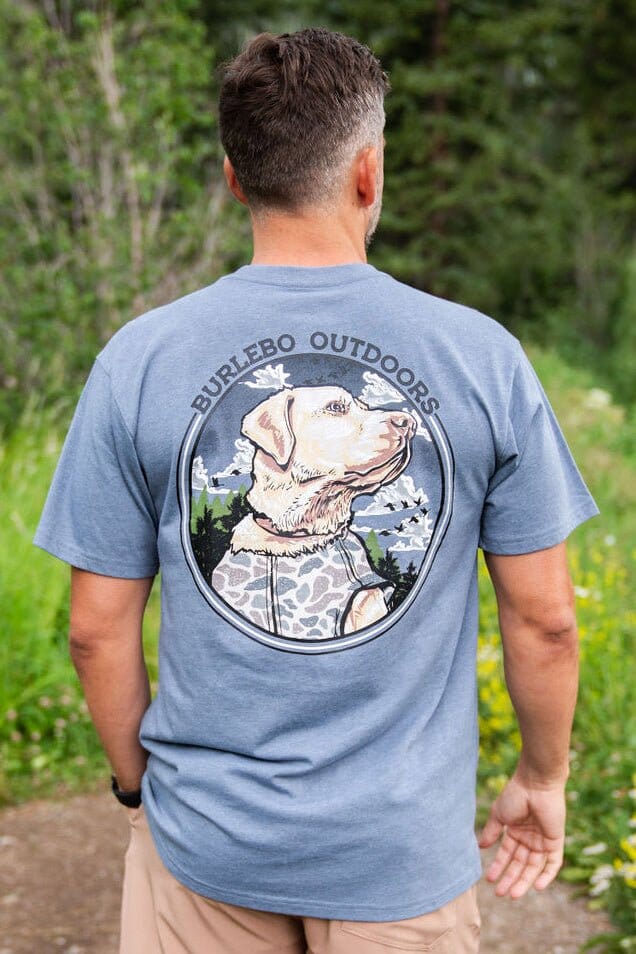 Camo Hunting Dog - SS - Heather Blue Jean - BURLEBO