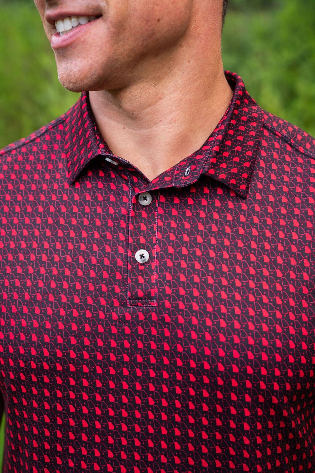 Performance Polo - Georgia Black and Red - BURLEBO