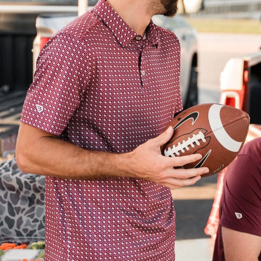 Performance Polo - Texas Maroon & Grey - BURLEBO
