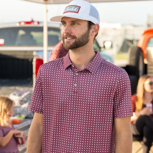 Performance Polo - Texas Maroon & Grey - BURLEBO