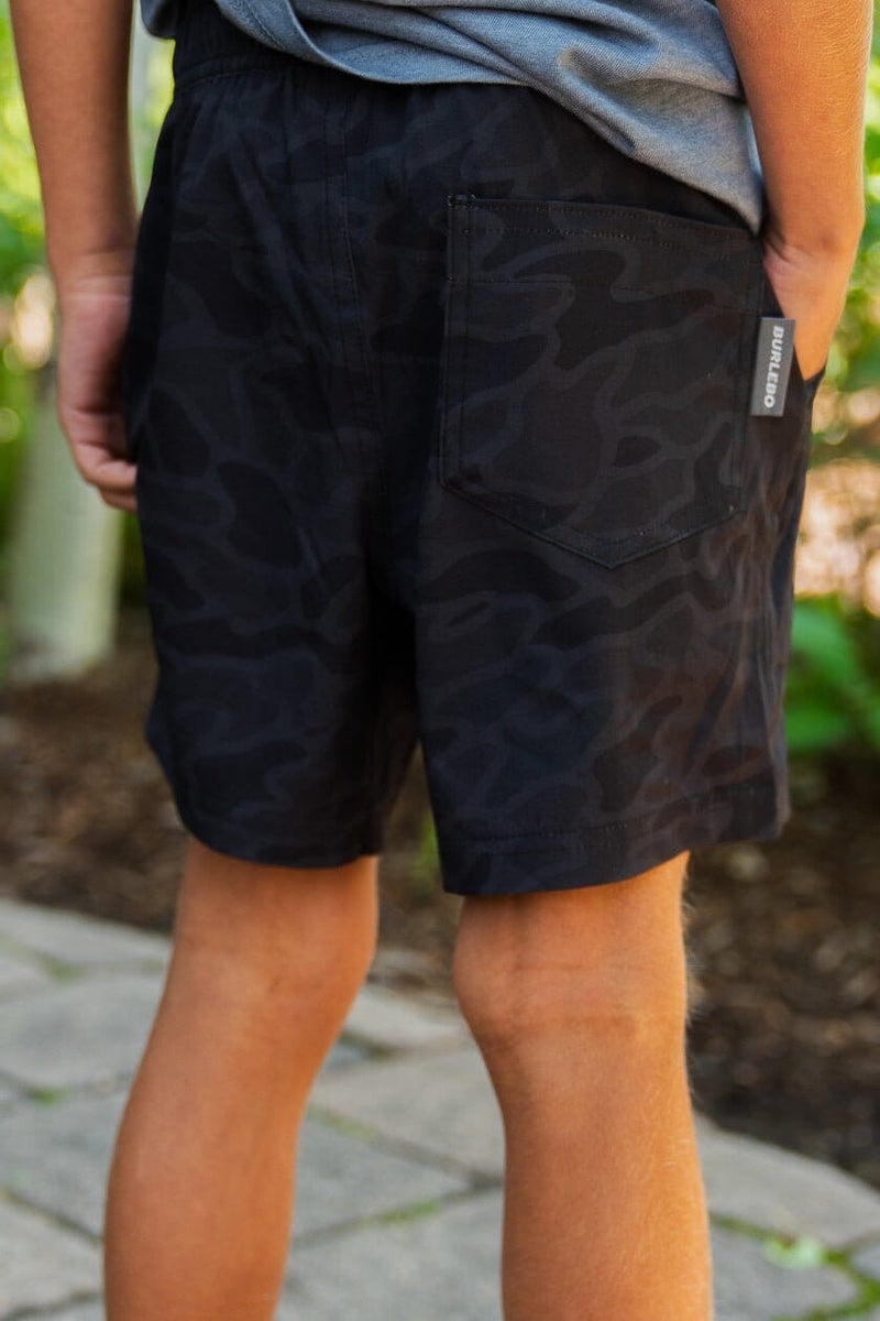 Youth Athletic Short - Black Camo - BURLEBO