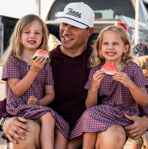 Youth Girls Dress - Texas - Maroon and Grey - BURLEBO