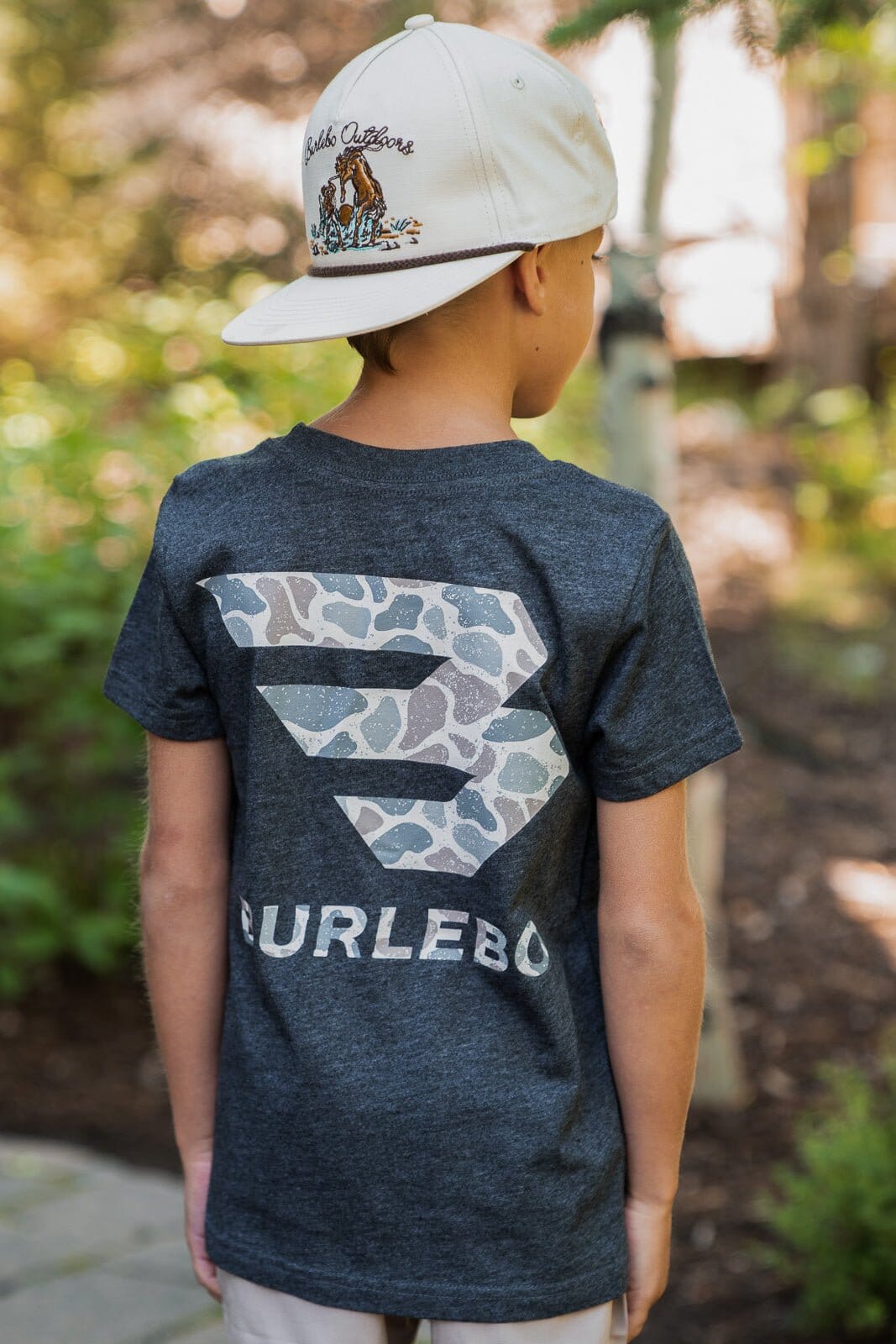 Youth Tee - Deer Camo Sig Logo - SS - Heather Black - BURLEBO