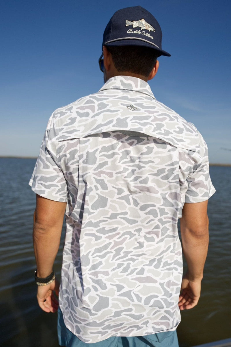 Performance Fishing Shirt - White Camo - BURLEBO